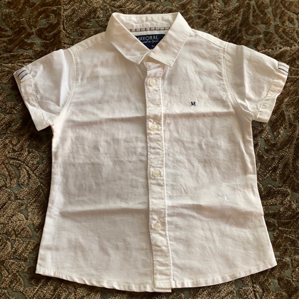Mayoral linen short sleeve button down, new no tag